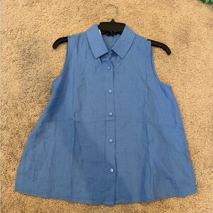 Eileen Fisher Blue Sleeveless Button-Down Top Size XXS (runs loose) NWT